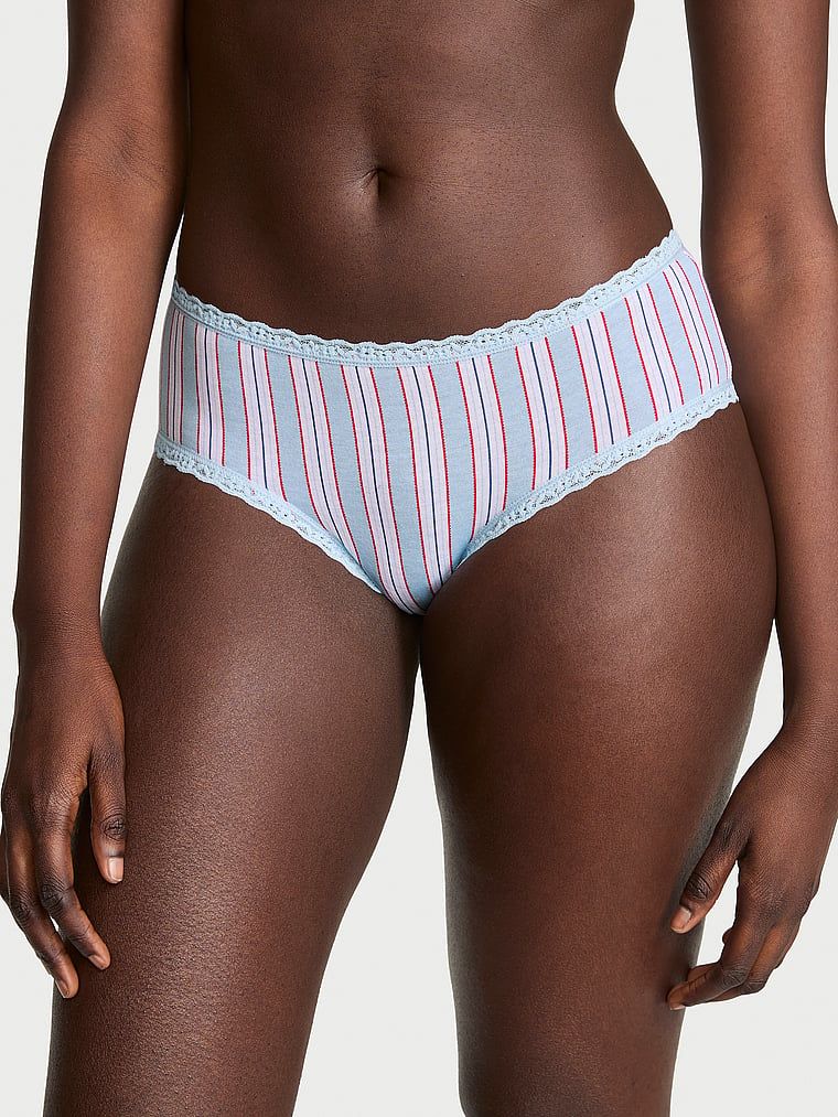 Lace Trim Majtki bawełniane z koronką na krawędziach Lace-Waist Cheeky