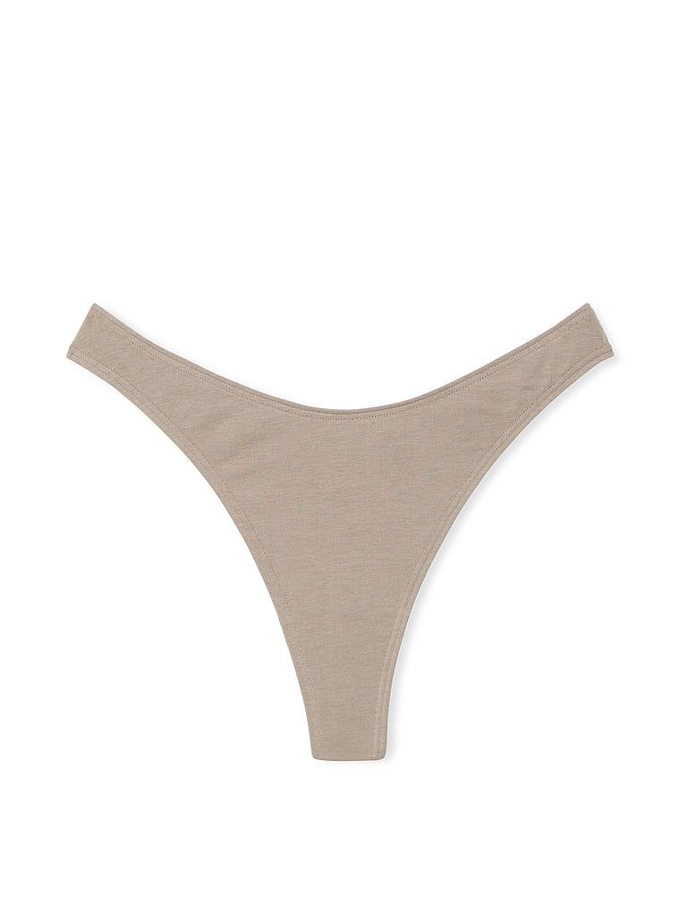 Stringi bawełniane High-Leg Scoop. Produkt ma kolor beżowy i pochodzi z kolekcji Victoria's Secret. 