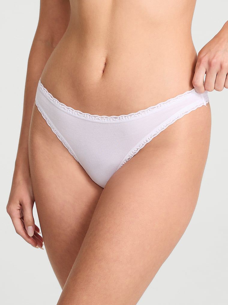 Lacie Stringi bawełniane z koronką na krawędziach Lace-Waist