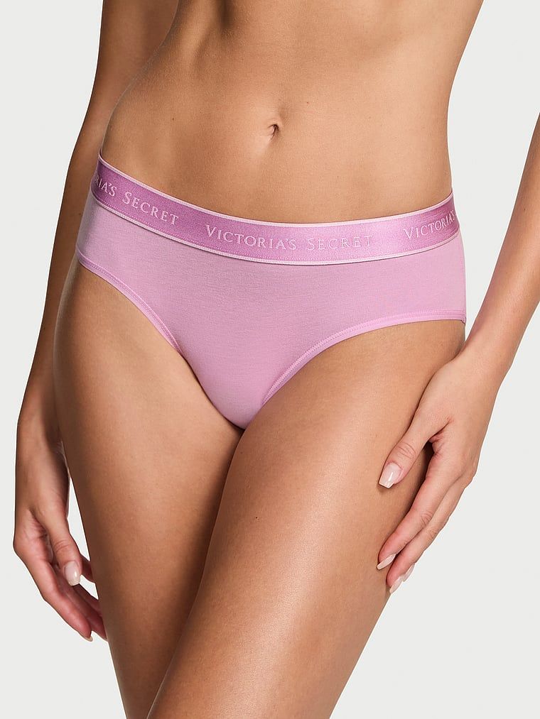 Majtki bawełniane z logo w talii Hiphugger. Produkt ma kolor purpurowy i pochodzi z kolekcji Cotton. 