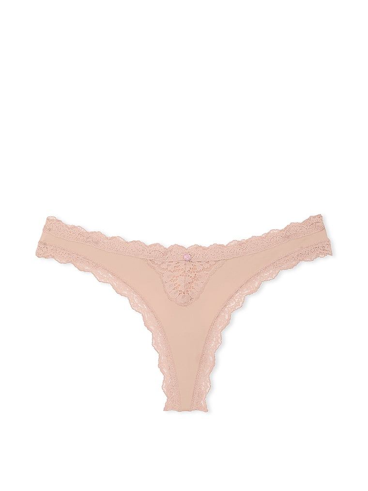 Stringi z koronką Lace Trim. Produkt ma kolor beżowy i pochodzi z kolekcji Dream Angels. 