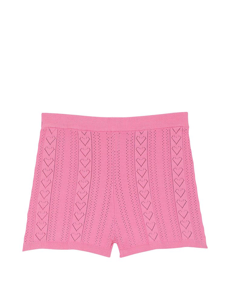 Szorty z dziurkowanego materiału Luxe Heart Pointelle. Produkt ma kolor różowy i pochodzi z kolekcji Victoria's Secret. 