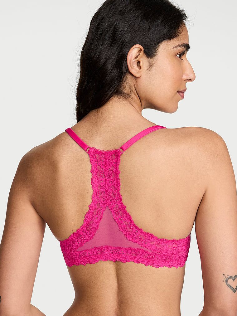 Biustonosz push-up zapinany z przodu Racerback. Produkt ma kolor różowy i pochodzi z kolekcji Body by Victoria. 