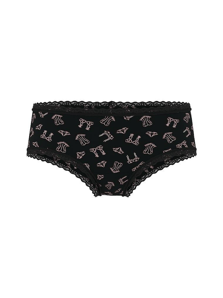 Majtki bawełniane z koronką na krawędziach Lace-Waist Cheeky. Produkt jest wzorzysty i pochodzi z kolekcji Body by Victoria. 