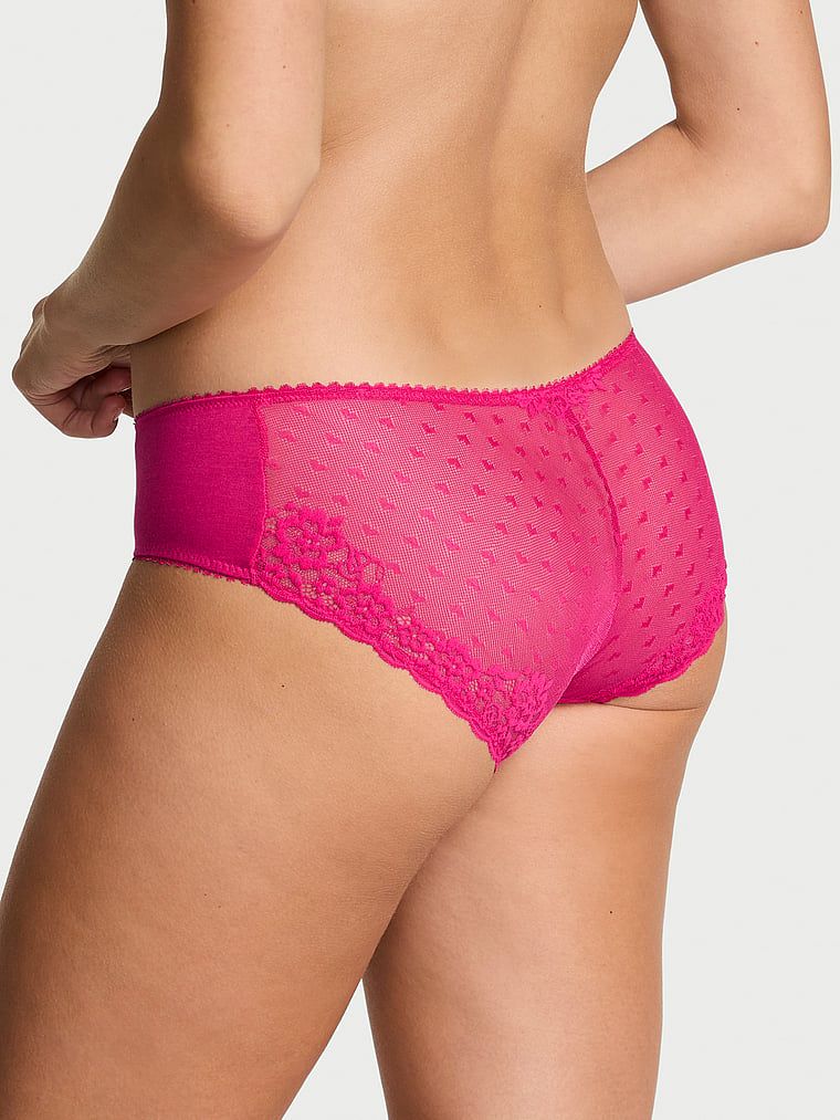 Victoria's Secret Majtki bawełniane z siateczką z tyłu Heart Lace Hiphugger