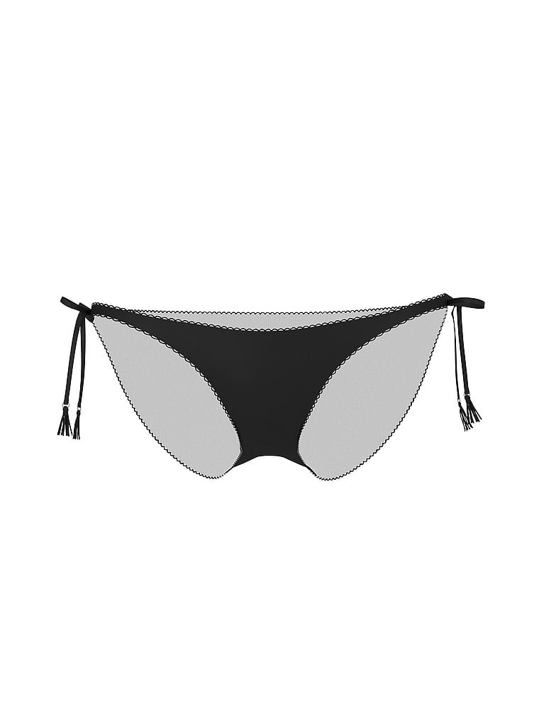 Majtki satynowe z wiązaniami po bokach Electric Orchid Cheeky. Produkt ma kolor czarny i pochodzi z kolekcji Very Sexy. 