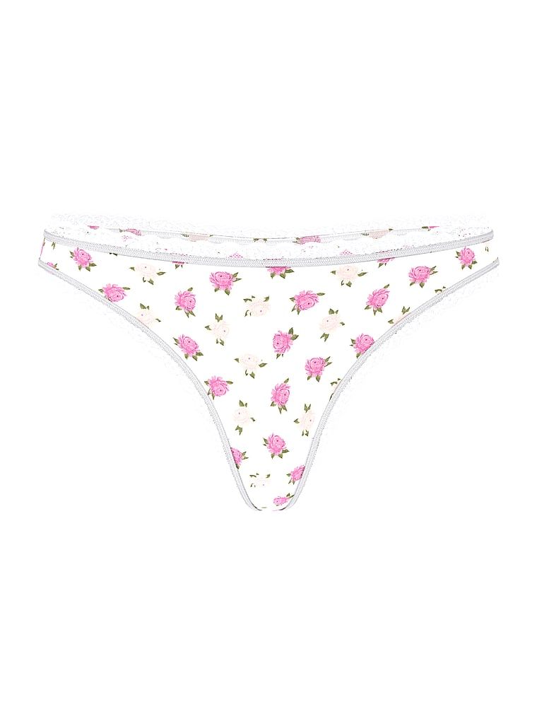 Stringi bawełniane z koronką na krawędziach Lace-Waist. Produkt ma wzór kwiatowy i pochodzi z kolekcji Lacie. 