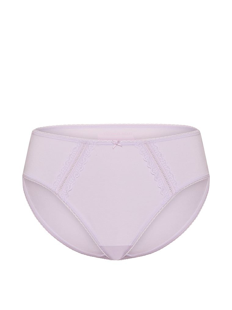 Majtki bawełniane ze wstawkami Lace-Trim. Produkt ma kolor fioletowy i pochodzi z kolekcji Victoria's Secret. 
