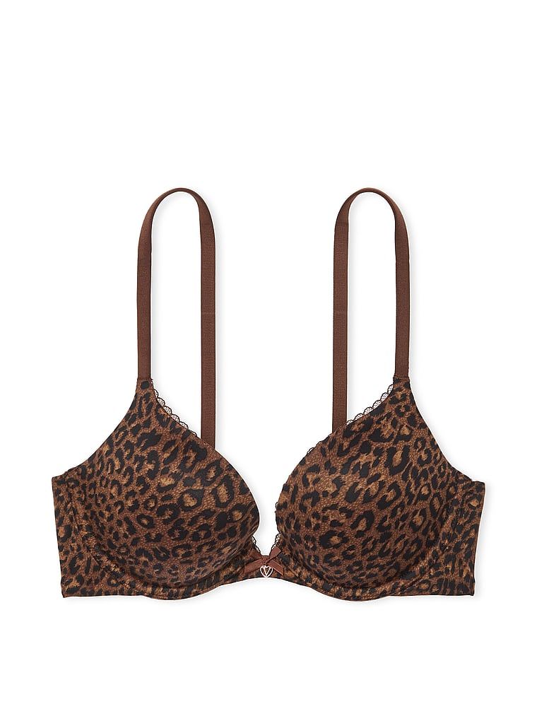 Na zdjęciu na białym tle widoczny jest biustonosz push-up Smooth. Produkt posiada wzór z motywem zwierzęcym i pochodzi z kolekcji Body by Victoria.