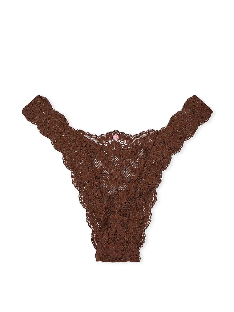Majtki brazyliany koronkowe Brazilian. Produkt ma kolor brązowy i pochodzi z kolekcji Dream Angels. 