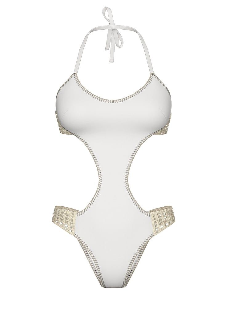 Strój kąpielowy jednoczęściowy Archives Crochet Scuba Cheeky Monokini. Produkt ma kolor biały i pochodzi z kolekcji Victoria's Secret Swim. 