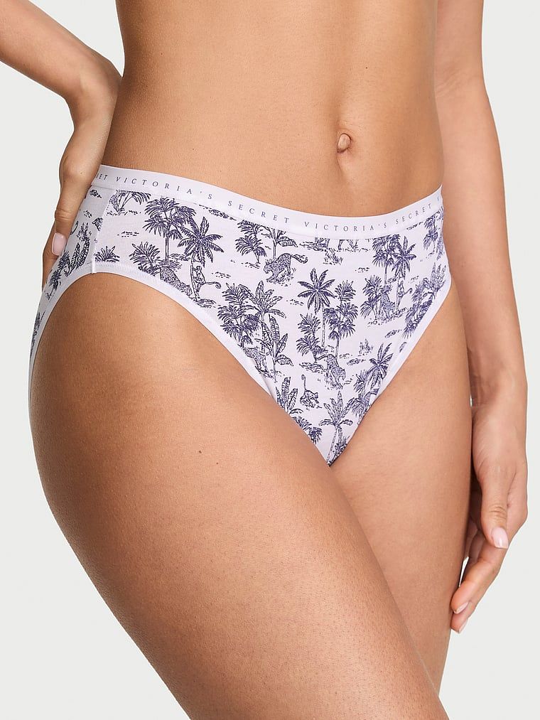 Victoria's Secret Majtki bawełniane figi z wysoko wyciętymi nogawkami High-Leg Brief