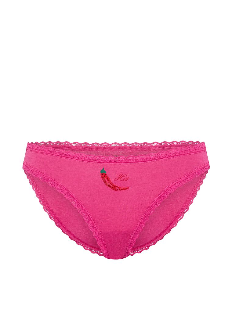 Majtki bawełniane z koronką Lace-Trim Bikini. Produkt ma kolor różowy i pochodzi z kolekcji Lace Trim. 