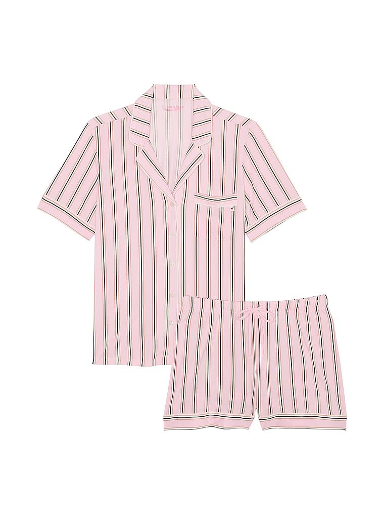 Piżama z modalu z szortami. Produkt ma wzór w paski i pochodzi z kolekcji Victoria's Secret. 