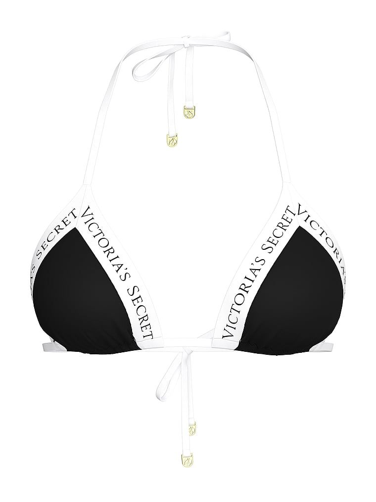 Góra od bikini VS Iconic Logo. Produkt ma kolor czarny i pochodzi z kolekcji Victoria's Secret Swim. 