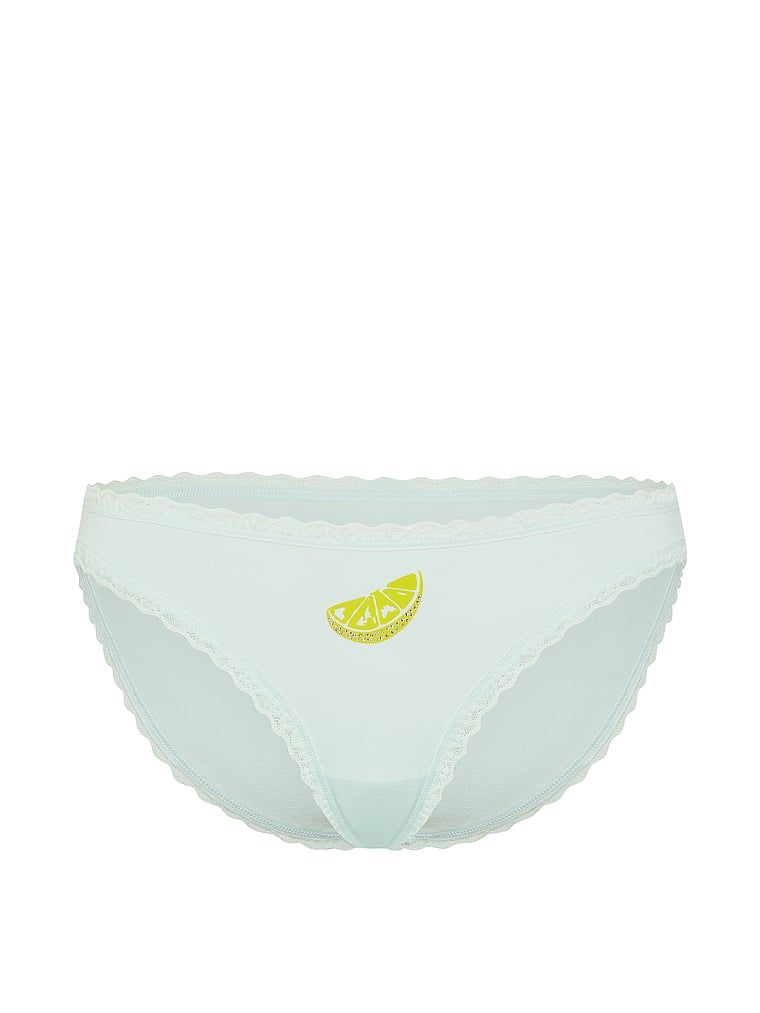 Majtki bawełniane z koronką Lace-Trim Bikini. Produkt ma kolor niebieski i pochodzi z kolekcji Lace Trim. 