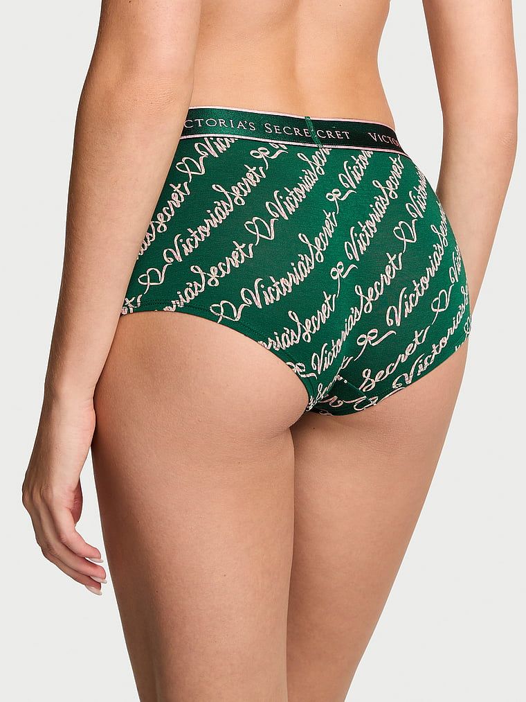 Majtki szorty bawełniane z logo w talii Boyshort. Produkt jest wzorzysty i pochodzi z kolekcji Cotton. 