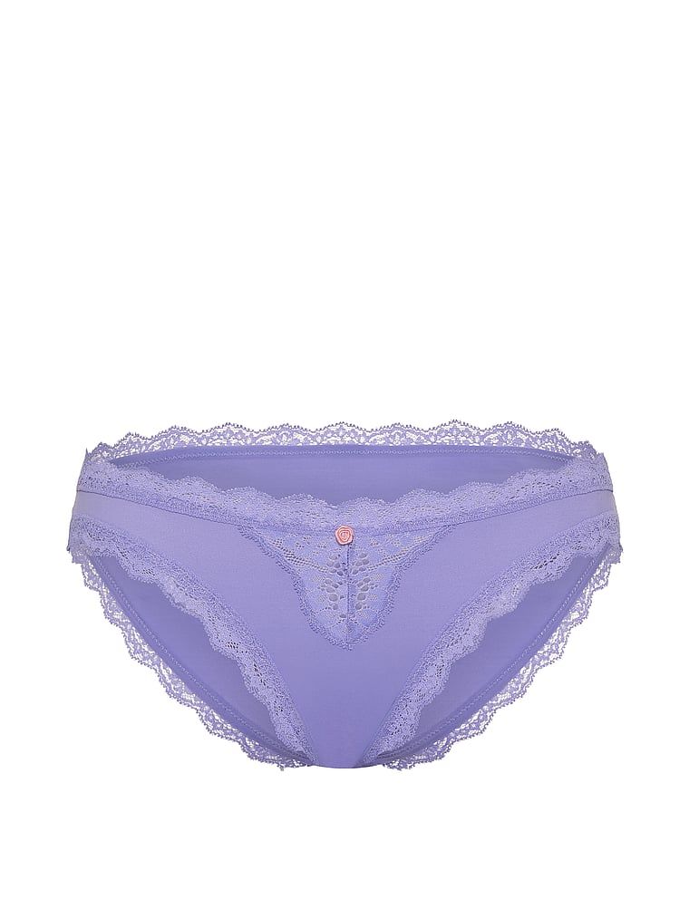 Majtki z koronką na krawędziach Lace-Trim Bikini. Produkt ma kolor niebieski i pochodzi z kolekcji Dream Angels. 