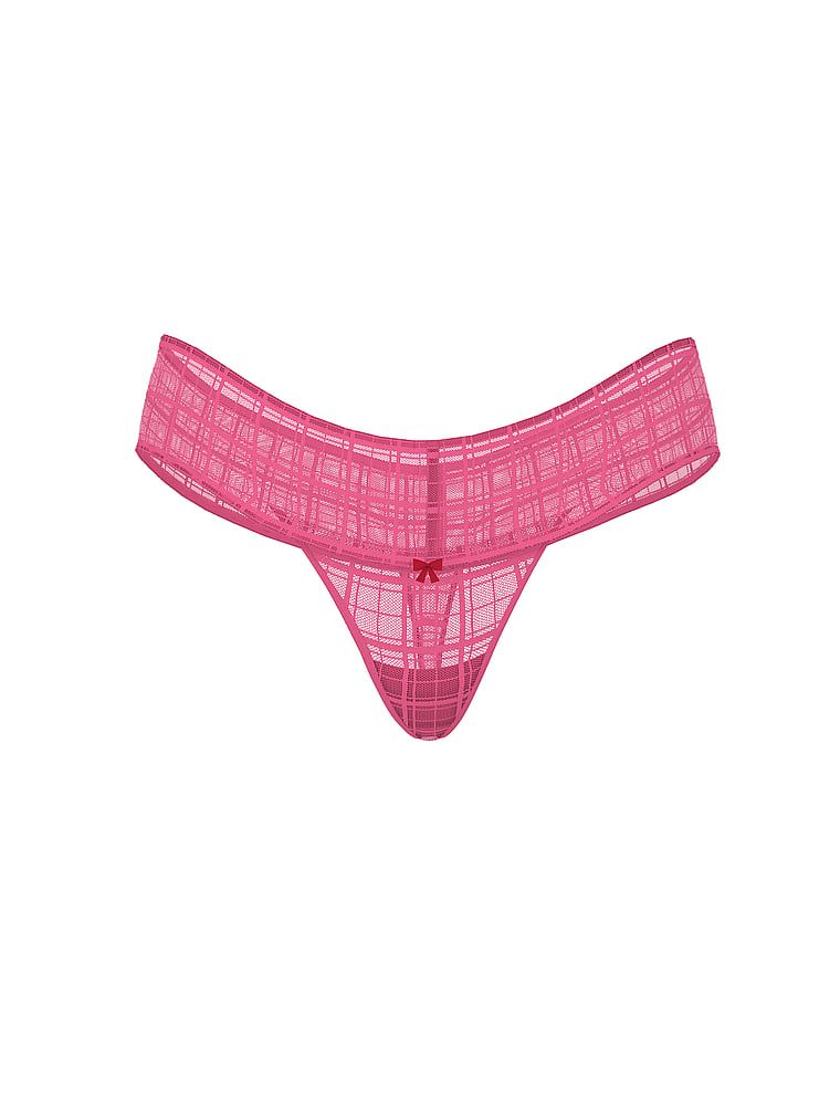 Stringi z motywem kratki Plaid Lace. Produkt ma kolor różowy i pochodzi z kolekcji Lacie. 