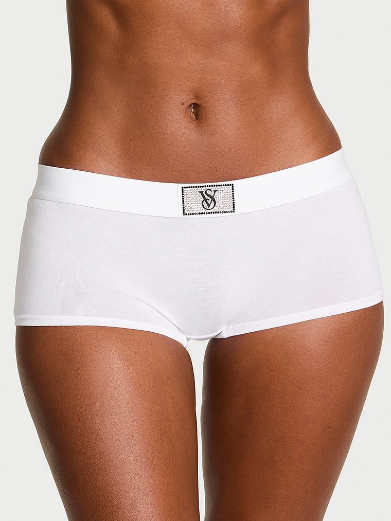 Majtki bawełniane szorty z błyszczącym logo Shine Patch. Produkt ma kolor biały i pochodzi z kolekcji Cotton. 