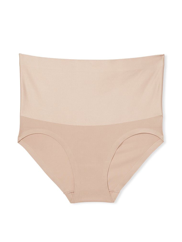 Majtki modelujące z wysokim stanem Smoothing Shimmer Brief. Produkt ma kolor beżowy i pochodzi z kolekcji Body by Victoria. 