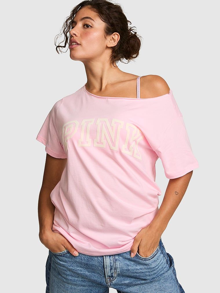 PINK Koszulka Campus Cotton z odkrytymi ramionami