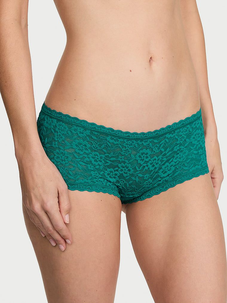 Majtki koronkowe szorty z niskim stanem Boyshort. Produkt ma kolor niebieski i pochodzi z kolekcji Lacie. 