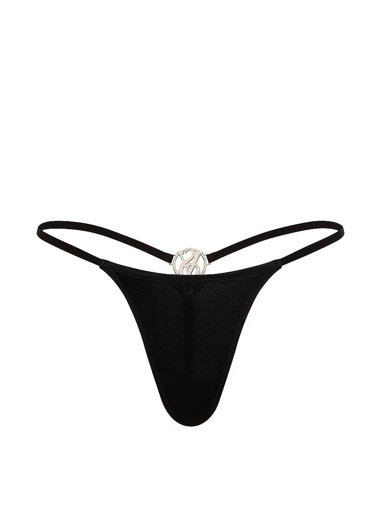 Stringi z błyszczącym monogramem z tyłu. Produkt ma kolor czarny i pochodzi z kolekcji Very Sexy. 