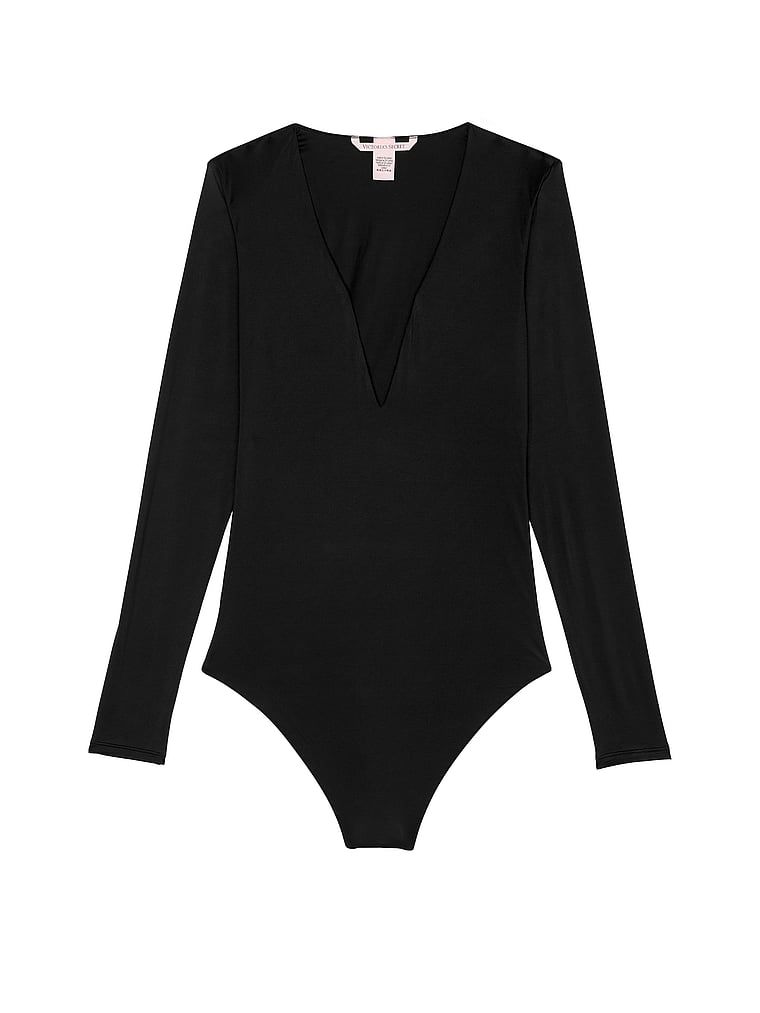 Body z głębokim dekoltem FeatherSoft BODYWEAR. Produkt ma kolor czarny i pochodzi z kolekcji Victoria's Secret. 