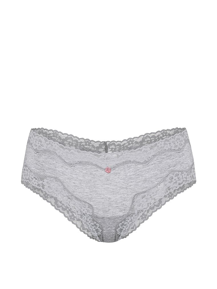 Majtki bawełniane z koronką na krawędziach Lace-Waist Cheeky. Produkt ma kolor szary i pochodzi z kolekcji Lace Trim. 