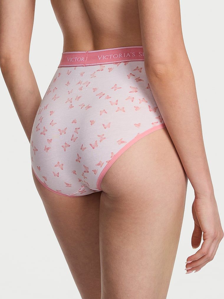 Majtki bawełniane figi z logo marki z wysokim stanem. Produkt jest wzorzysty i pochodzi z kolekcji Cotton. 