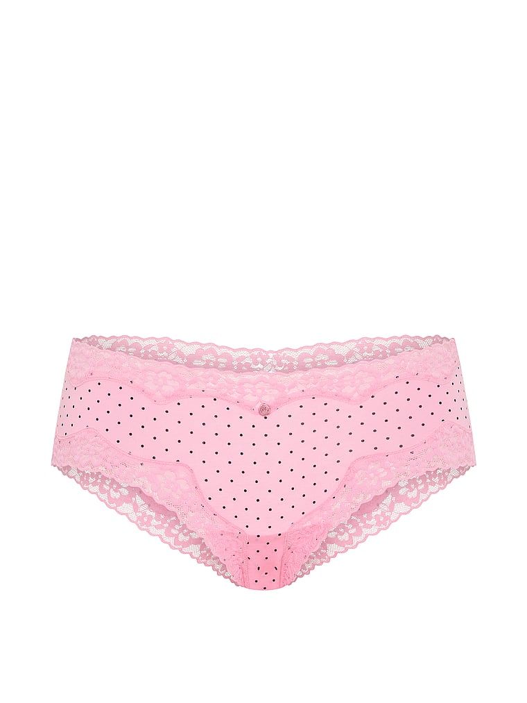 Majtki bawełniane z koronką na krawędziach Lace-Waist Cheeky. Produkt ma kolor wzorzysty i pochodzi z kolekcji Lace Trim. 