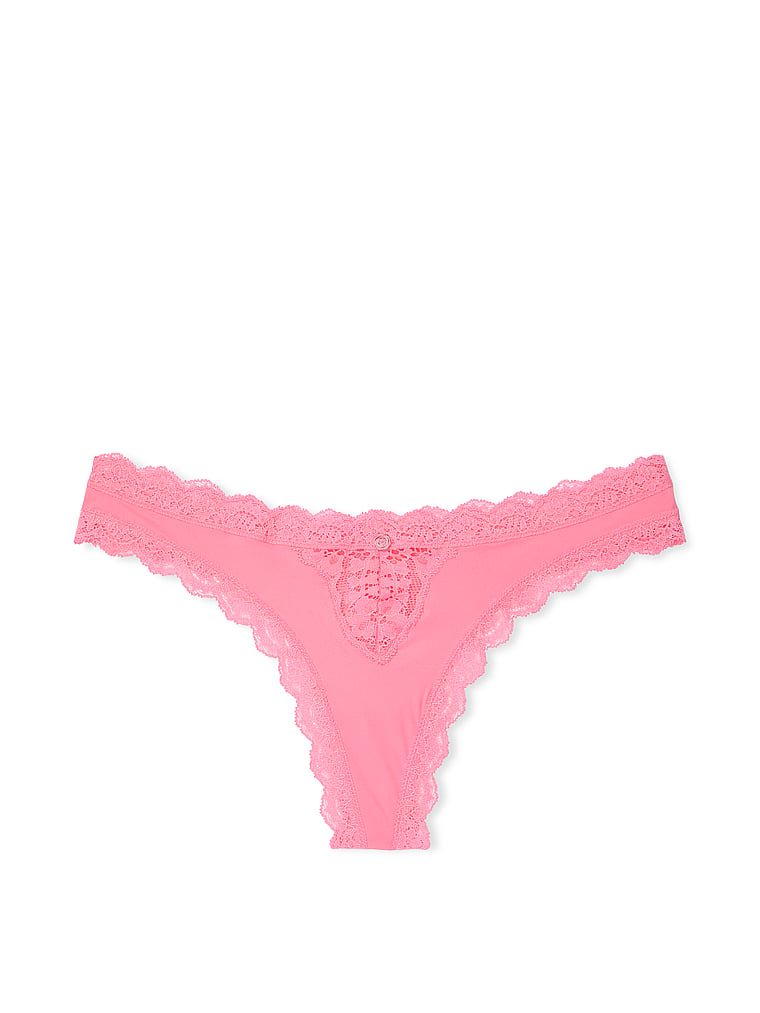 Stringi z koronką Lace Trim. Produkt ma kolor różowy i pochodzi z kolekcji Dream Angels. 