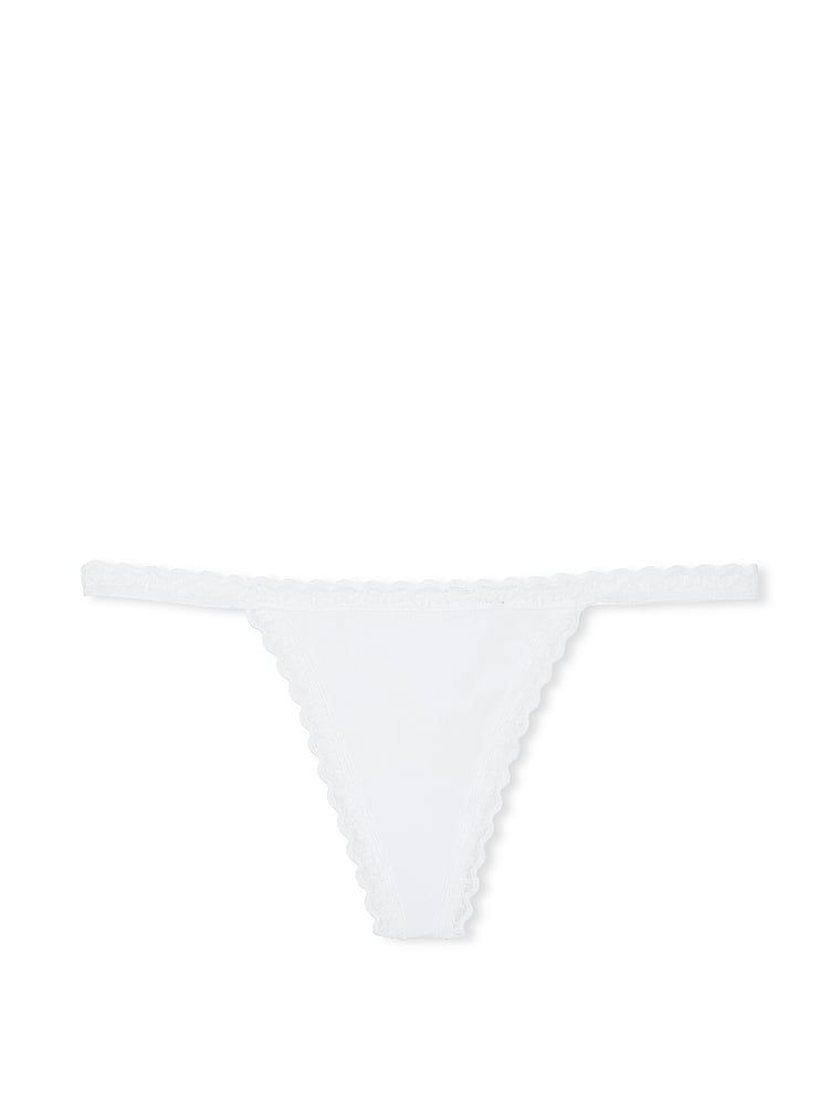 Stringi bawełniane z koronką Lace-Trim. Produkt ma kolor biały i pochodzi z kolekcji Lacie. 
