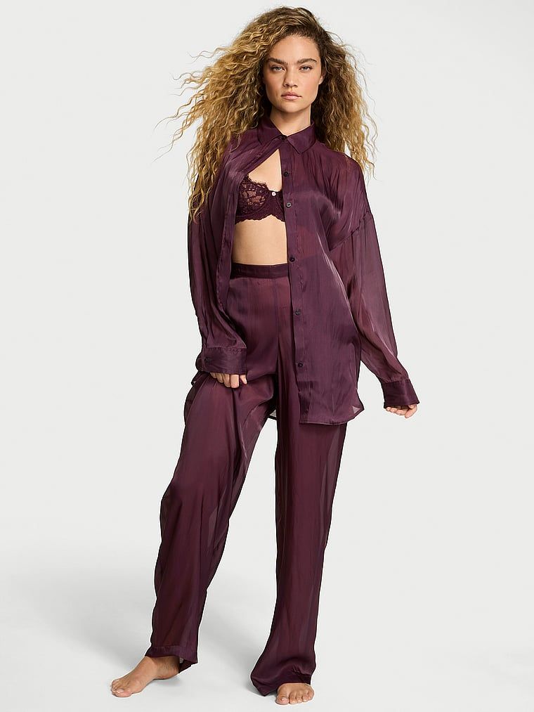 Victoria's Secret Piżama satynowa prześwitująca Luxe Sheer
