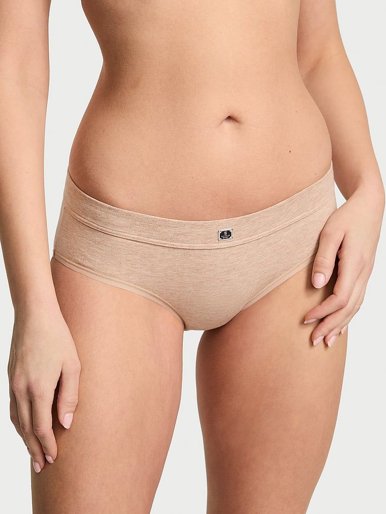 Majtki bawełniane z logo w talii Hiphugger Hardware. Produkt ma kolor beżowy i pochodzi z kolekcji Cotton. 