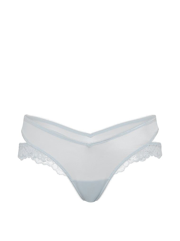 Stringi z koronką i wycięciami po bokach Cut-Out. Produkt ma kolor niebieski i pochodzi z kolekcji Very Sexy. 