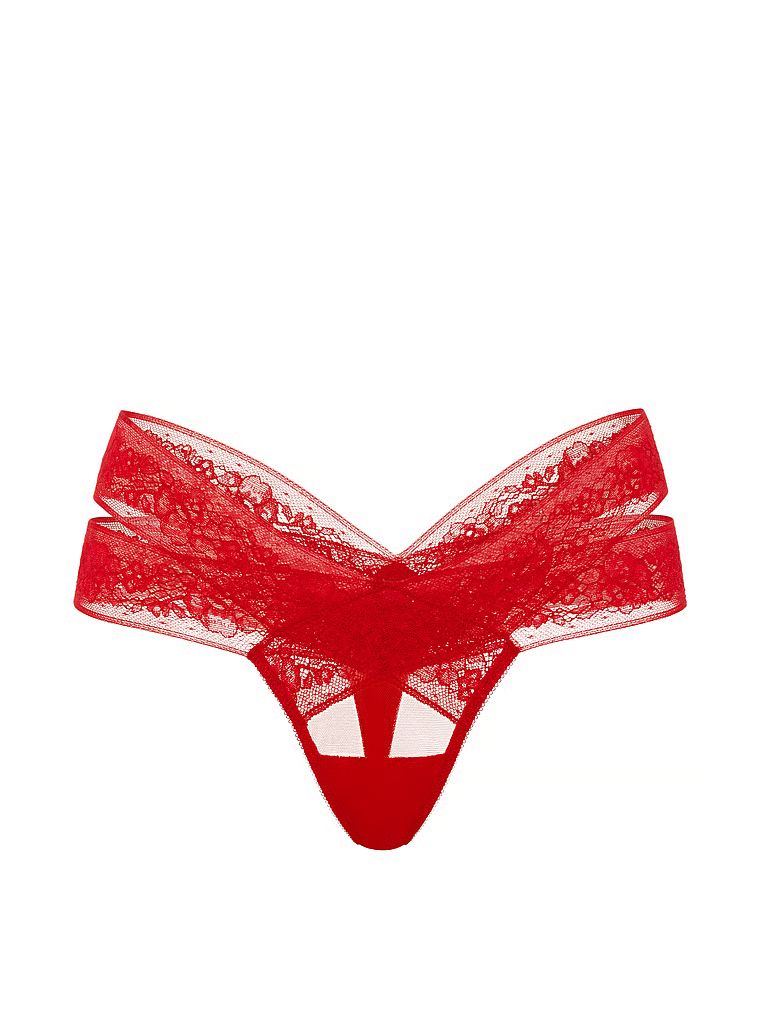 Stringi z wycięciami i z koronką Strappy Cut-Out. Produkt ma kolor czerwony i pochodzi z kolekcji Very Sexy. 