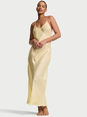 Victoria's Secret Sukienka satynowa długa prześwitująca Luxe Sheer Slip