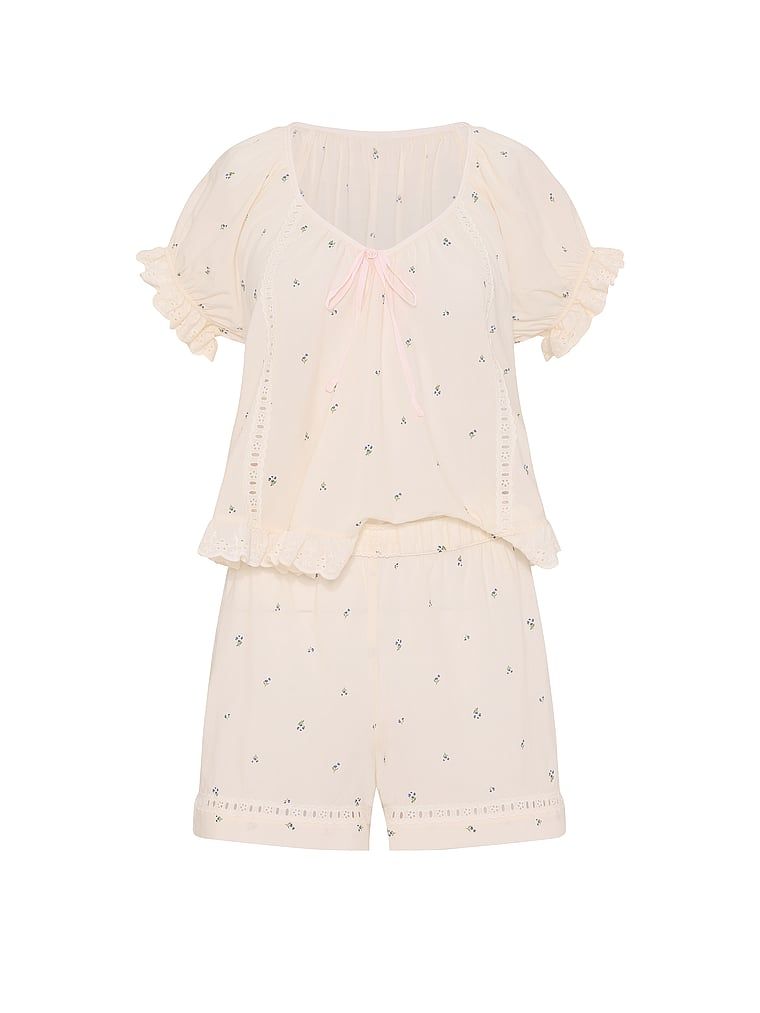 Piżama bawełniana w stylu vintage z szortami Dream. Produkt ma wzór kwiatowy i pochodzi z kolekcji Victoria's Secret. 