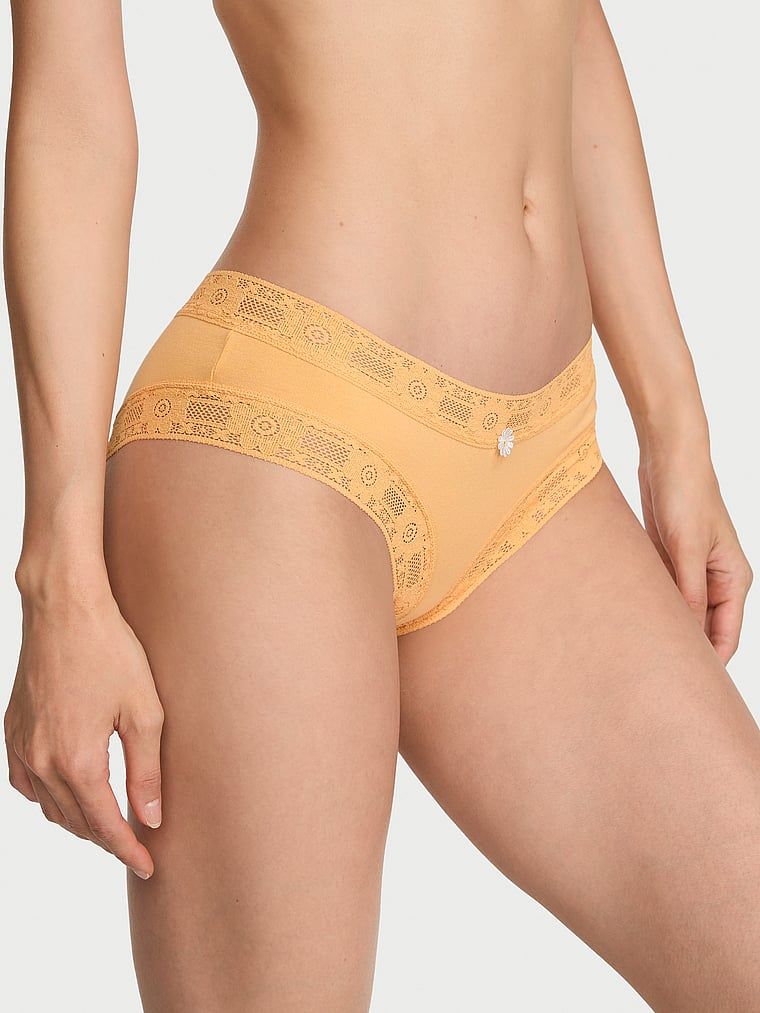 Majtki bawełniane z koronką szydełkową Cheeky. Produkt ma kolor żółty i pochodzi z kolekcji Lace Trim. 