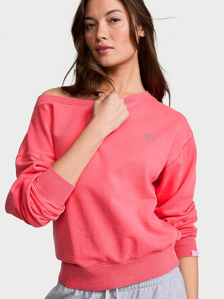 Angel Essentials Bluza bawełniana z dekoltem łódka Terry Boatneck