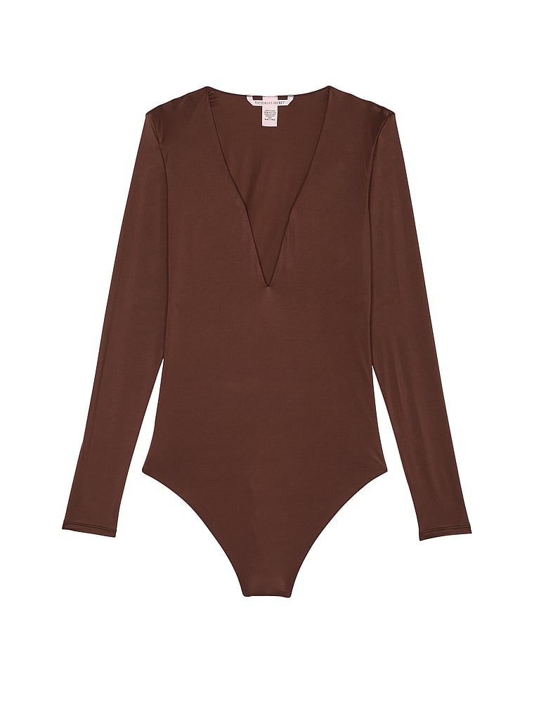 Body z głębokim dekoltem FeatherSoft BODYWEAR. Produkt ma kolor brązowy i pochodzi z kolekcji Victoria's Secret. 