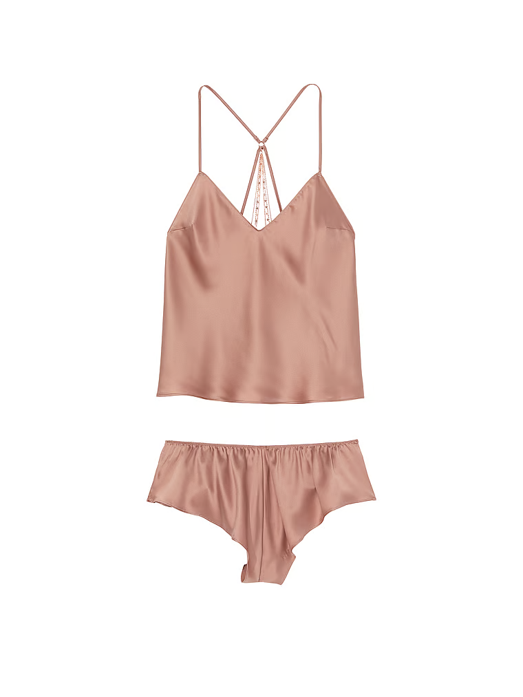 Victoria's Secret Zestaw satynowy do spania - top i szorty  Starstruck
