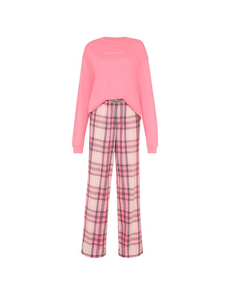 Piżama flanelowa długa Tee-Jama. Produkt ma kolor wzorzysty i pochodzi z kolekcji Victoria's Secret. 