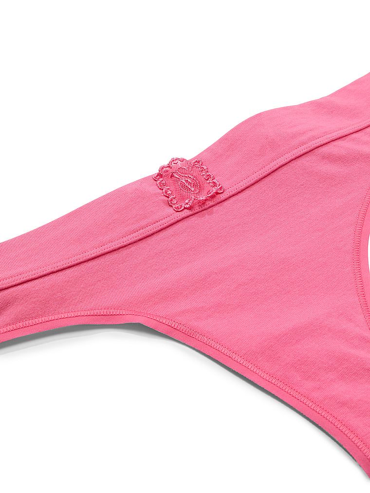 Cotton Stringi bawełniane z naszytym koronkowym logo