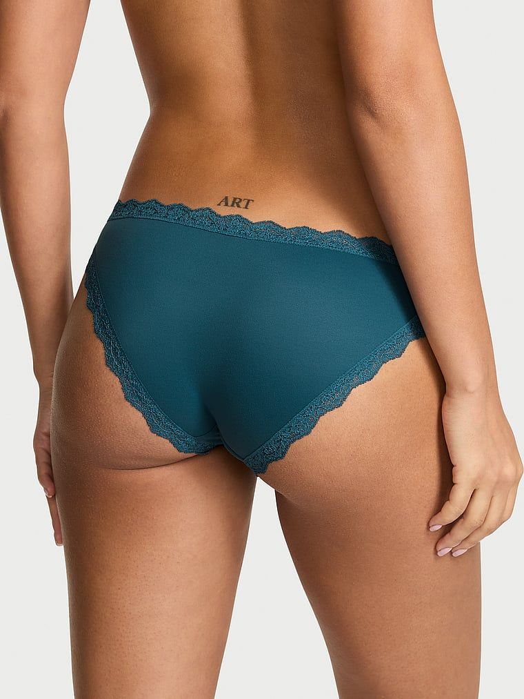 Majtki z koronką na krawędziach Lace-Trim Bikini. Produkt ma kolor niebieski i pochodzi z kolekcji Dream Angels. 
