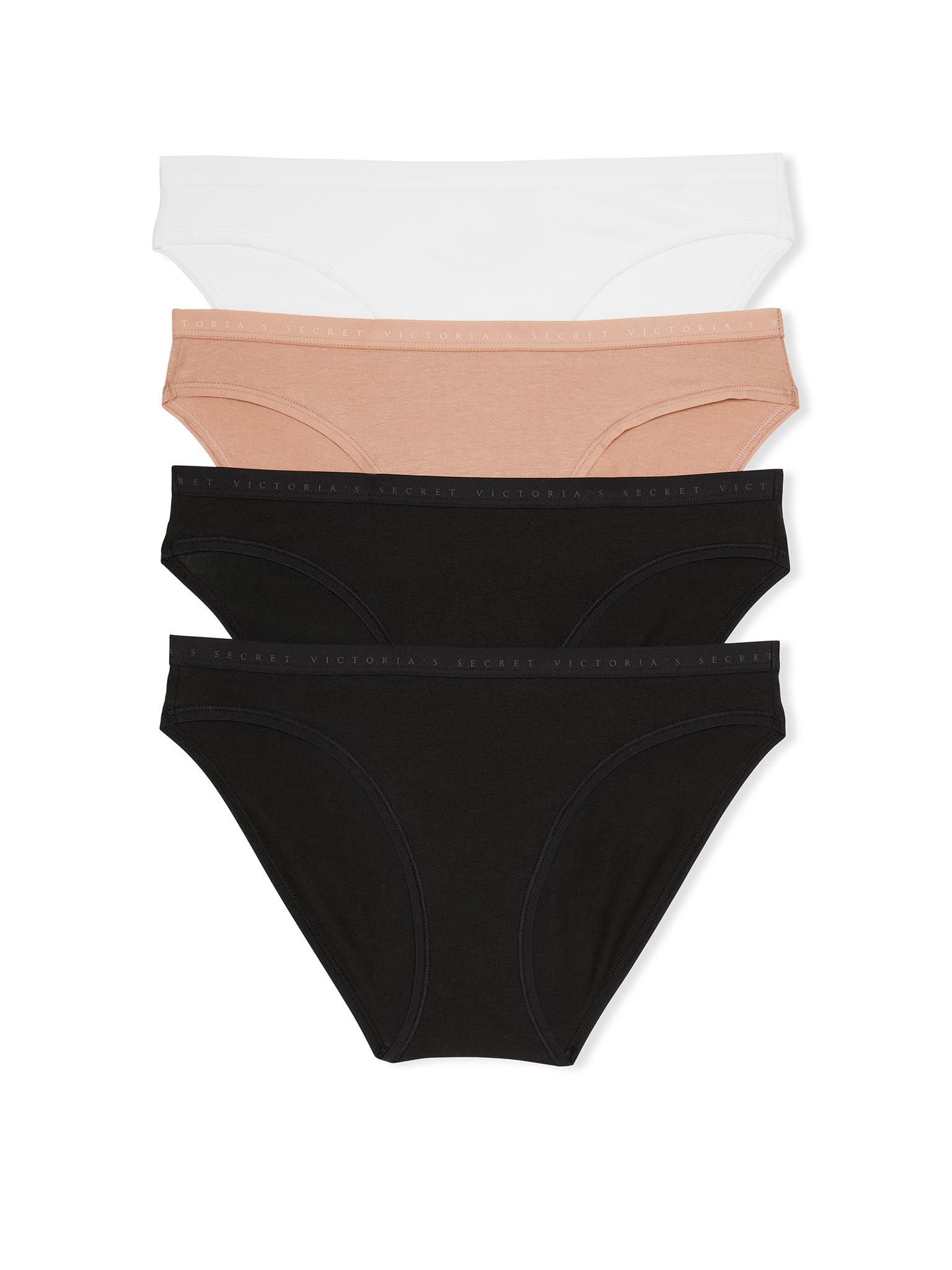 Zestaw majtek bawełnianych z logo Bikini - 4 sztuki. Produkt ma kolor wielobarwny i pochodzi z kolekcji Victoria's Secret. 