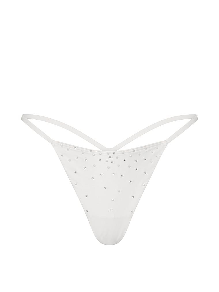 Stringi satynowe z kryształkami Pearl. Produkt ma kolor biały i pochodzi z kolekcji Dream Angels. 