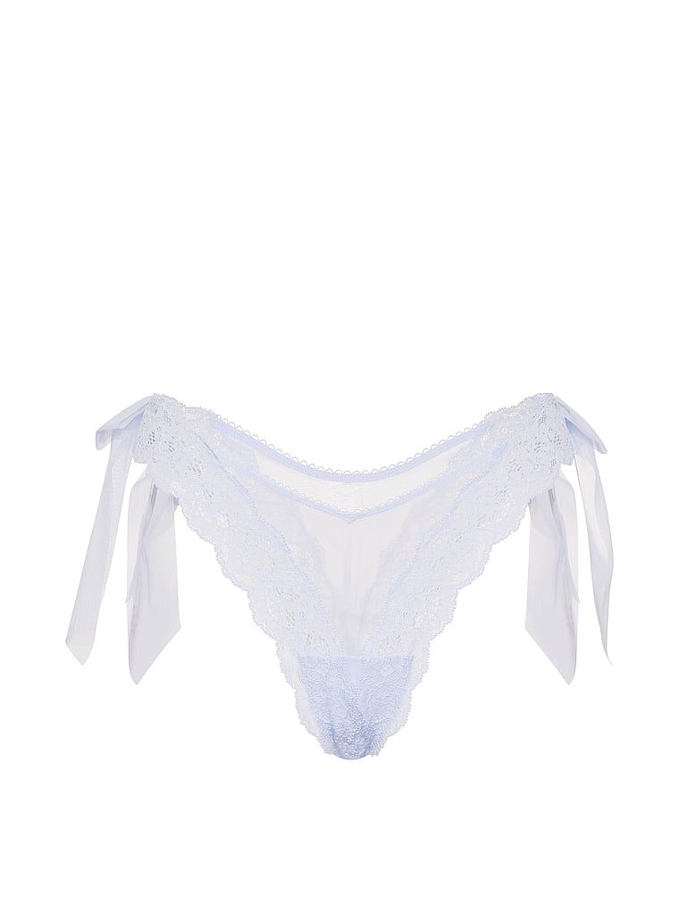 Majtki brazyliany z kokardkami po bokach Lace and Mesh Side-Bow. Produkt ma kolor niebieski i pochodzi z kolekcji Dream Angels. 